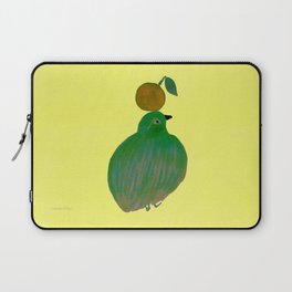 Fat Round Bird and Orange - Green and Yellow Laptop Sleeve