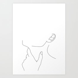 Hand on neck line drawing - Lo Art Print