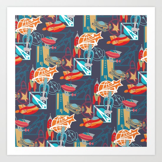 Spaceships and Badges Art Print