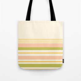 Half Stripes Minimalist Pattern in Retro Blush Pink, Light Avocado Green, and Marigold on Cream Tote Bag