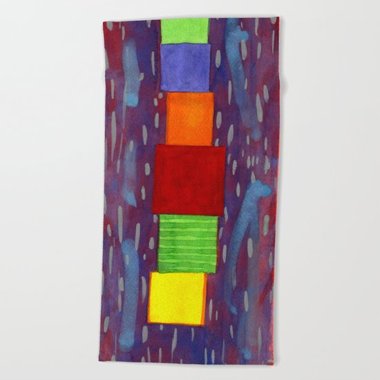 Colorful piled Cubes within free Painting Beach Towel
