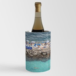 Italian Shades of Blue | Ocean Beach Club In Sorrento, Italy Art Print | Amalfi Coast Travel Photography Wine Chiller