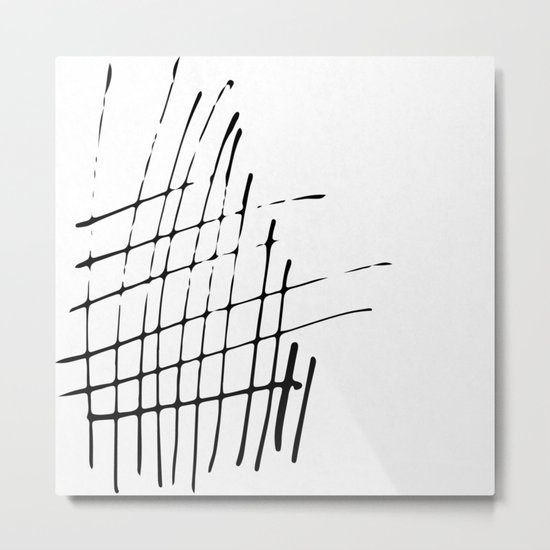 Grid Sketch Black and White Metal Print