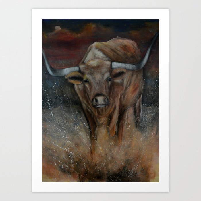 The Texas Longhorn Bull Art Print By Timelessartoncanvas Society6