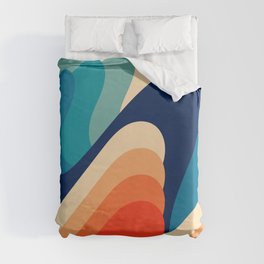Retro 70s and 80s Abstract Art Mid-Century Waves  Duvet Cover
