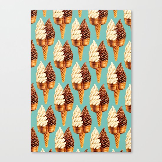 Ice Cream Pattern - Teal Canvas Print