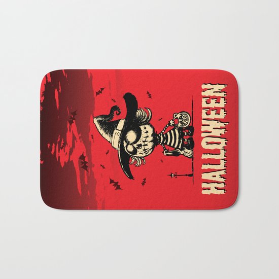 Halloween pumpkin girl Bath Mat