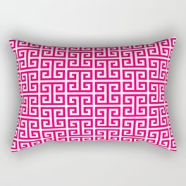 Hot Pink and White Greek Key Pattern Rectangular Pillow