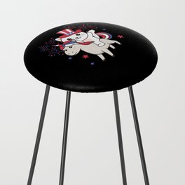 Cat With Unicorn For Fourth Of July Fireworks Counter Stool