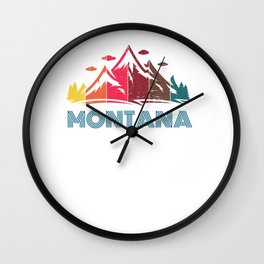 Retro Montana Design for Men Women and Kids Wall Clock