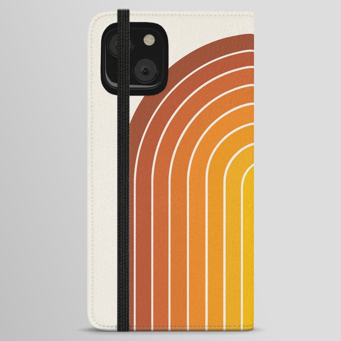 Gradient Arch IX Retro Orange Mid Century Modern Rainbow iPhone Wallet Case