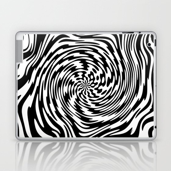 Black & White Psychedelic Whirlpool Pattern Laptop & iPad Skin