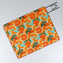 Orange Harvest - Blue Picnic Blanket