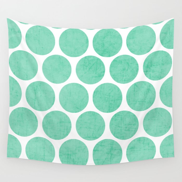 mint polka dots Wall Tapestry by her art Society6