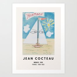 Jean Cocteau - MONACO, 1959, Exhibition Poster, Vintage Art Print