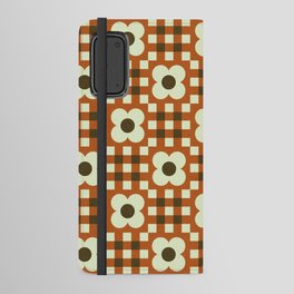 Coco caramel floral gingham checker patrern Android Wallet Case