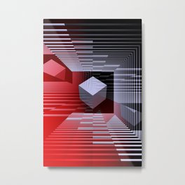 illusion red, white and black Metal Print | Digital, White, 3Dart, Red, Graphicdesign, Lines, 3D, 3D Art, Illusion 
