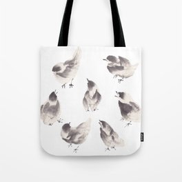 sumi-e painting of 7 little sparrows Tote Bag