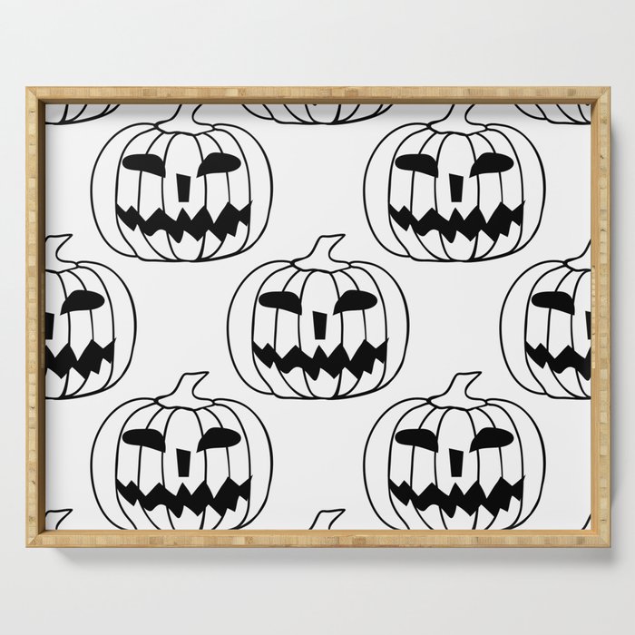 Seamless Pattern Silhouette Halloween Grimace Horror 02 Serving Tray