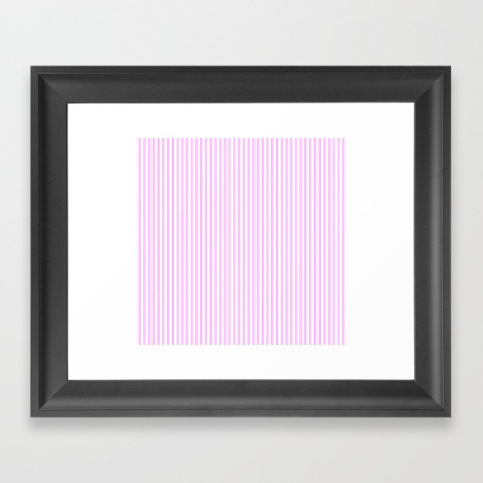 Lilac Pink and White Micro Vintage English Country Cottage Ticking Stripe Framed Art Print