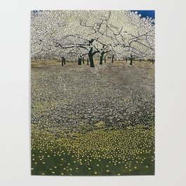 Apple Blossoms, Early Spring floral landscape painting by Gustav Klimt Poster