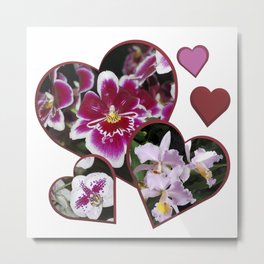 Hearts and Orchids Metal Print