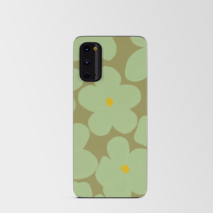 Sage Green Groovy Flowers  Android Card Case