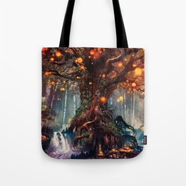 Magnificent Big Marvelous Magic Glowing Fairytale Forest Tree Light Bulbs Dreamland Ultra HD Tote Bag