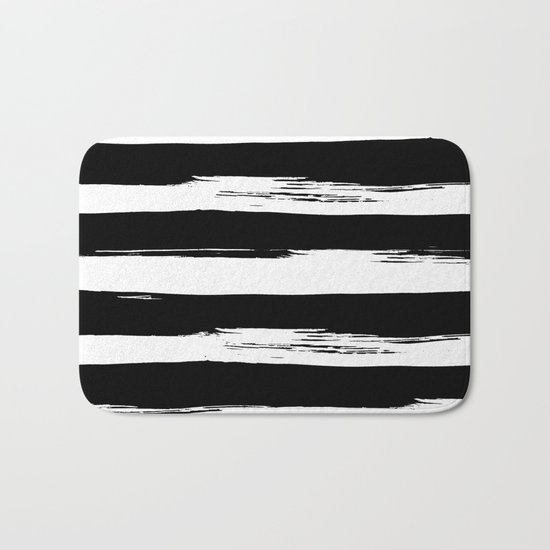 Paint Stripes Black and White Bath Mat