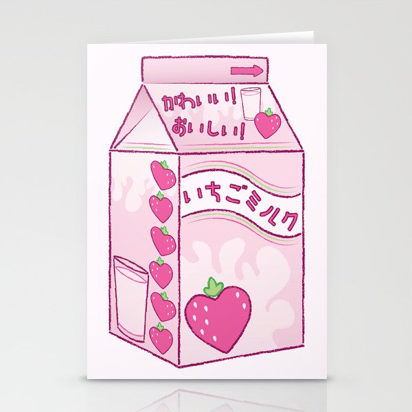 Kawaii Strawberry Milk Stationery Cards