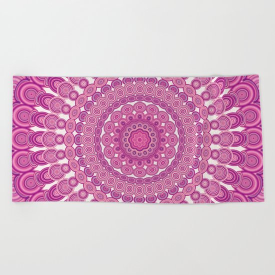 Pink oval mandala Beach Towel