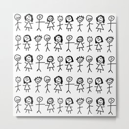 Lots of little stick people Metal Print | Drawing, Playtime, Pattern, Friends, Funkidsdesign, Stickpeople, Kidsparty, Homeschooling, Cute, Friendship 