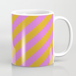 [ Thumbnail: Orchid & Goldenrod Colored Pattern of Stripes Coffee Mug ]