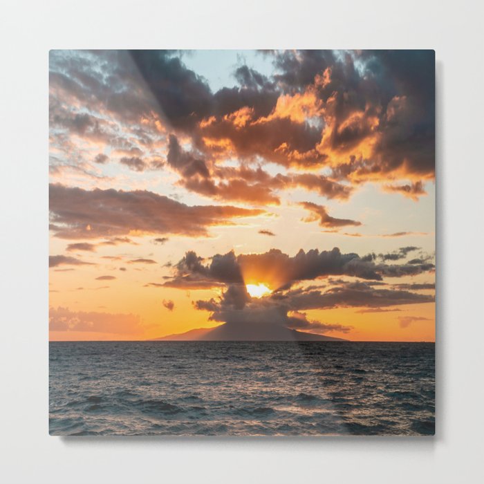Amazing picture Maui-hawaii-ocean-sunset-landscape-sand-sky-beach-blue-trip-waves Metal Print