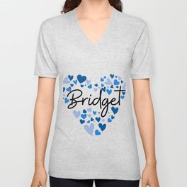 Bridget, blue hearts V Neck T Shirt