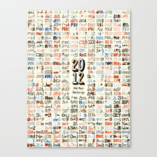 2012 Calendar // 366 Days // 366 Drawings Canvas Print