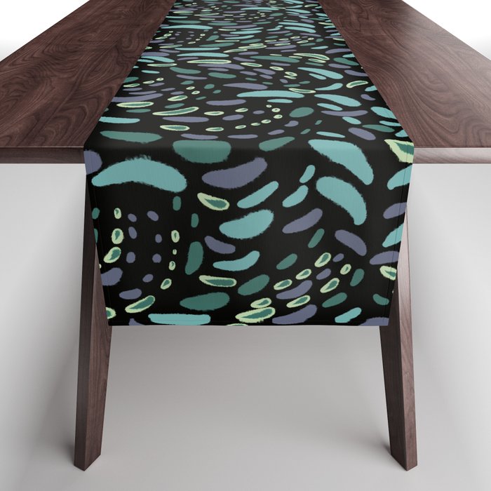 Multi-colour intertwining abstract line pattern - Peacock colours Table Runner