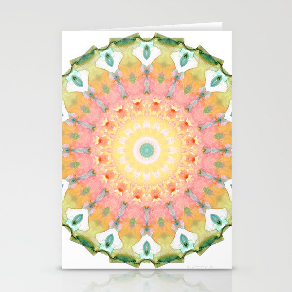 Soft Vibrant Healing Mandala Art by Sharon Cummings Stationery Cards