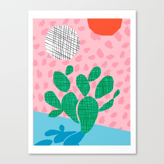 Lampin' - memphis throwback style retro neon cactus desert palm springs california southwest hipster Canvas Print