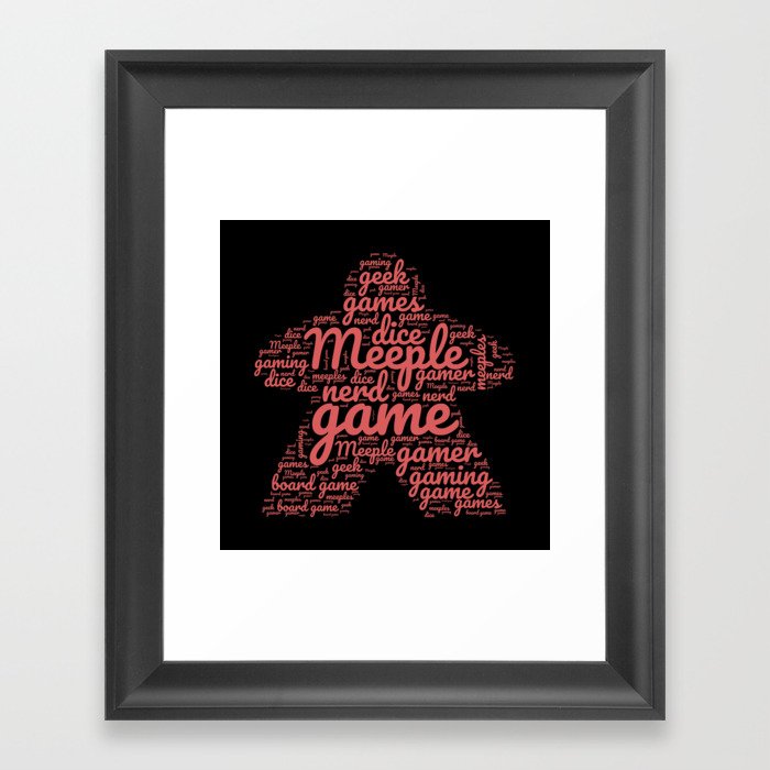 Red Meeple Board Game Geek Word Art Framed Art Print