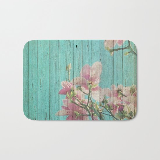 Sweet Flowers on Wood 08 Bath Mat