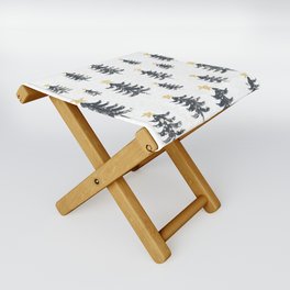 Winter Wonderland Primitive Brush Stroke Tree Folding Stool