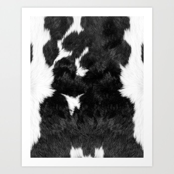 Luxe Animal Print Cowhide in Black and White Art Print