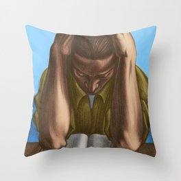 The literary reader; books and book lovers color portrait painting by Abraham Joel Tobias Throw Pillow