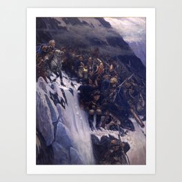 Vasily Surikov - Suvorov Crossing the Alps in 1799 Art Print | Decor, Wallart, Artprint, Oilpaint, Illustration, Vintage, Painting, Canvas, History, Poster 