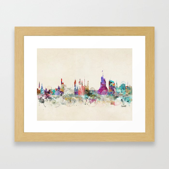 cardiff wales skyline Framed Art Print