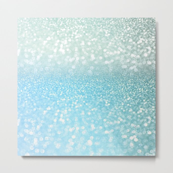 Mermaid Sea Foam Ocean Ombre Glitter Metal Print