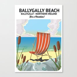 Ballygally Beach Northern Ireland travel poster Canvas Print