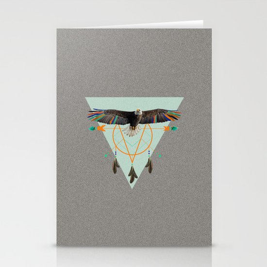The indian eagle is watching over Po's dreamcatcher Stationery Cards