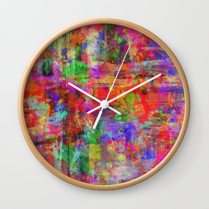Vibrant Chaos - Mixed Colour Abstract Wall Clock